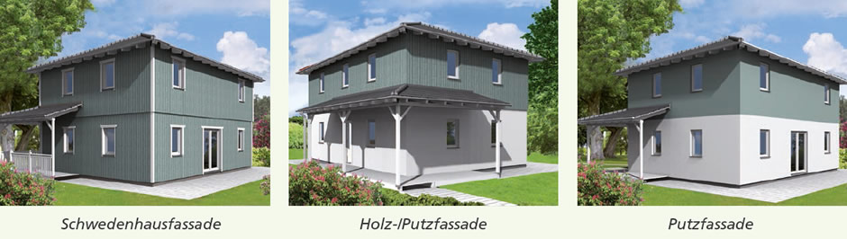 Holzhaus Typ Walmit - Schwedenhausfassade Holzfassade